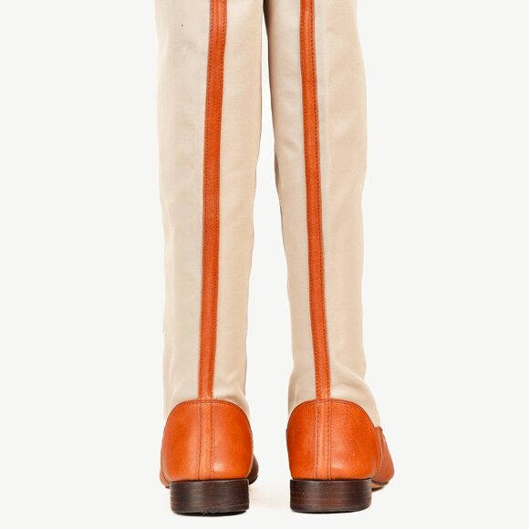 Repetto Beige & Cognac Canvas Leather Tall Boots - Picture 3 of 11